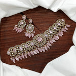 Stylish Victorian Kundan Choker Earrings Set For Wedding - Kundan Choker Set Indian Jewelry - Libasaa.com