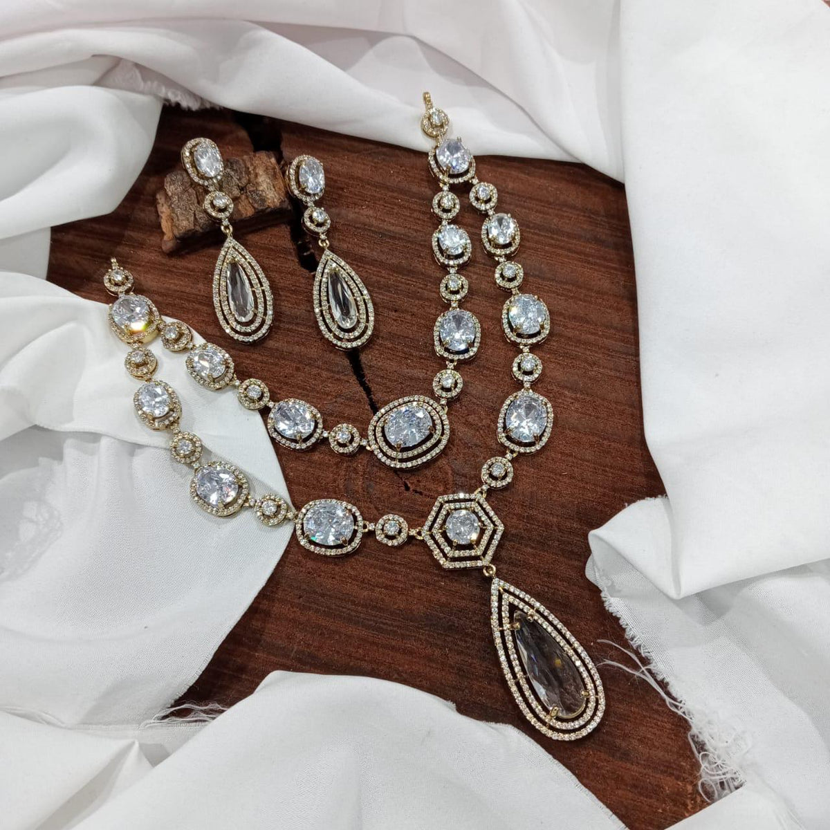 Ethnic Double Layered Victorian Kundan Choker Earrings Set - Kundan Indian Jewelry Set - Libasaa.com