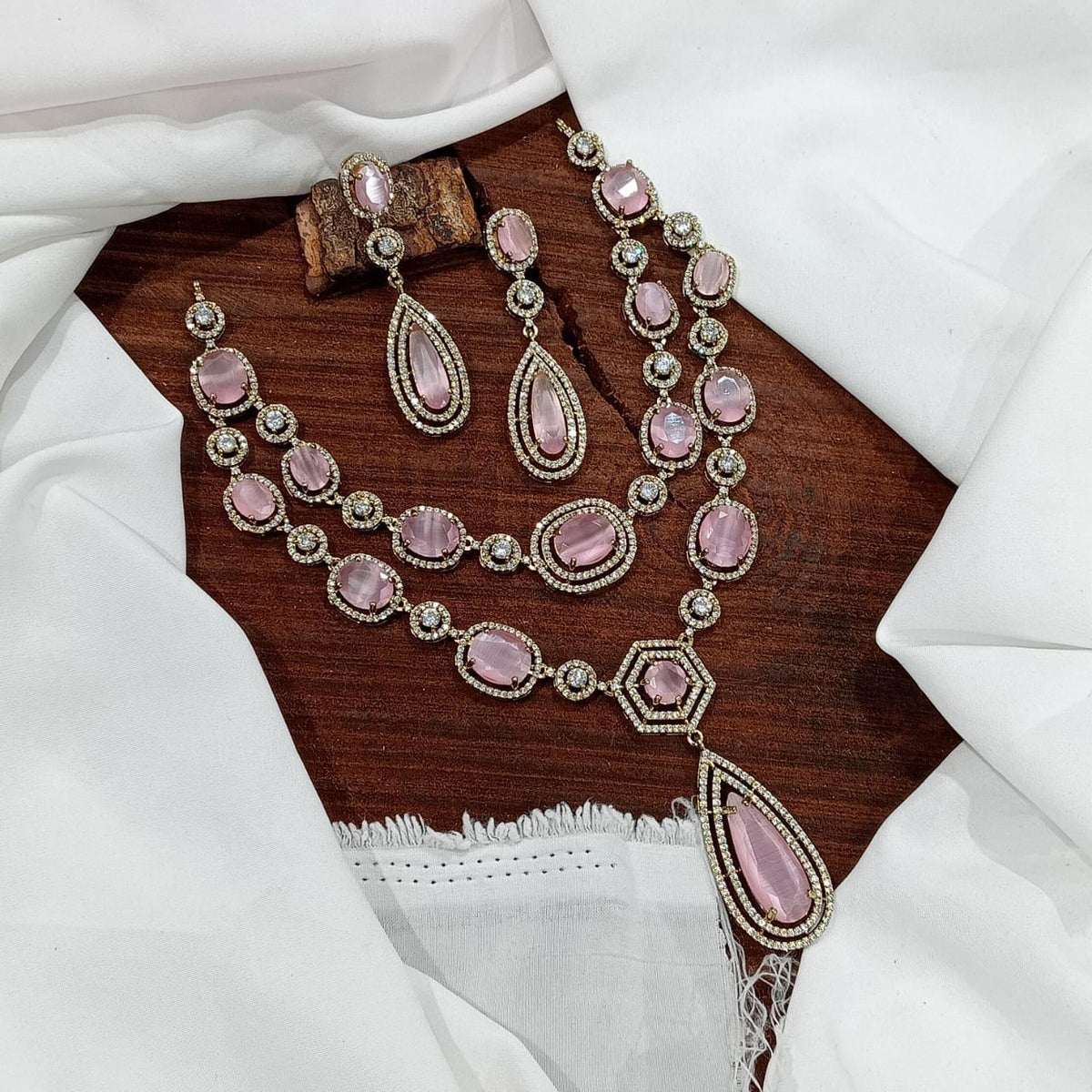 Ethnic Double Layered Victorian Kundan Choker Earrings Set - Kundan Indian Jewelry Set - Libasaa.com