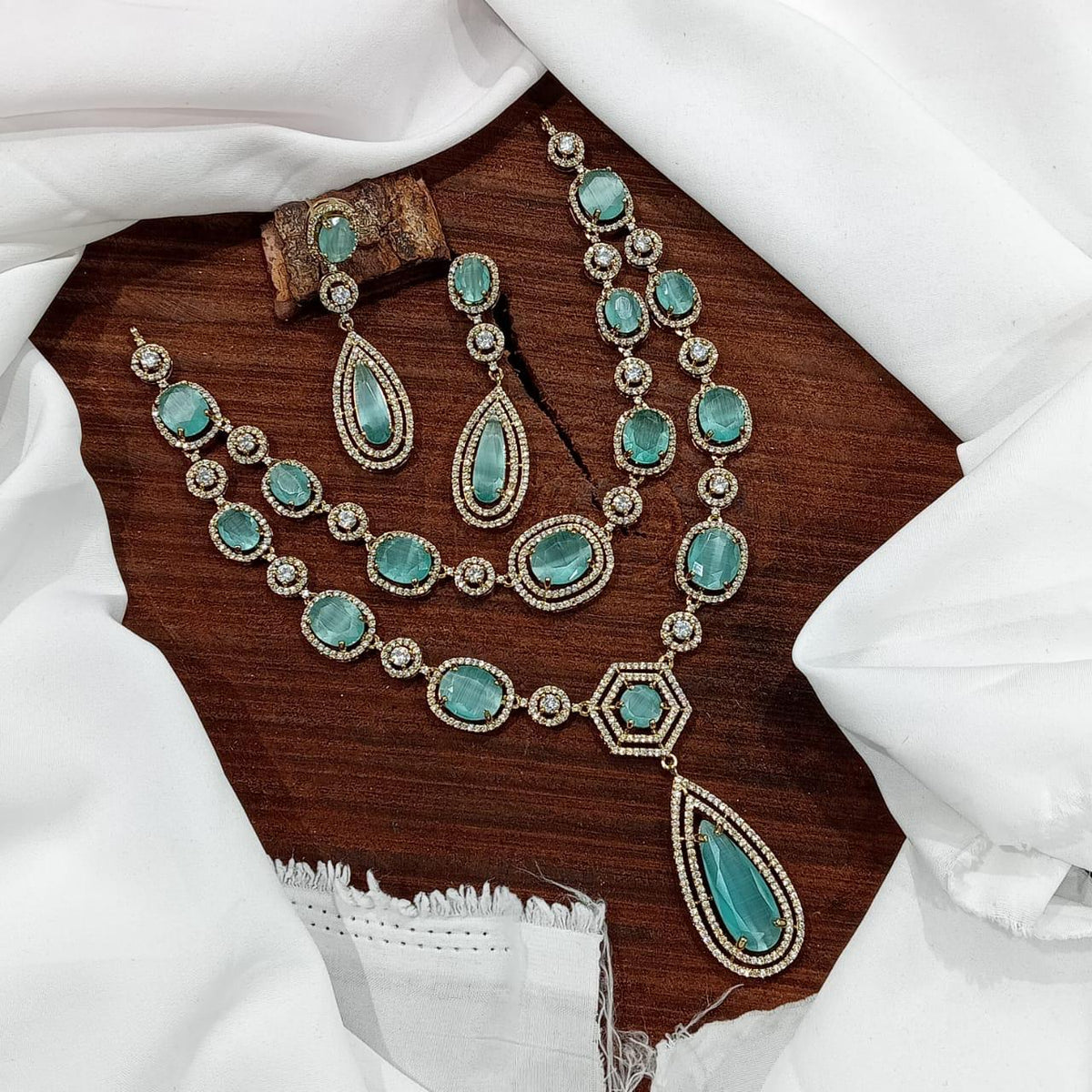 Ethnic Double Layered Victorian Kundan Choker Earrings Set - Kundan Indian Jewelry Set - Libasaa.com