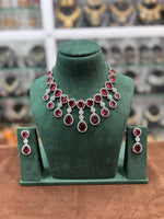 Bollywood Inspired AD Choker Earring Set - Celebrity Inspired CZ Choker Set - Libasaa.com