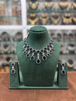 Bollywood Inspired AD Choker Earring Set - Celebrity Inspired CZ Choker Set - Libasaa.com