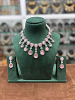 Bollywood Inspired AD Choker Earring Set - Celebrity Inspired CZ Choker Set - Libasaa.com
