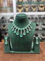 Bollywood Inspired AD Choker Earring Set - Celebrity Inspired CZ Choker Set - Libasaa.com