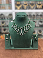 Bollywood Inspired AD Choker Earring Set - Celebrity Inspired CZ Choker Set - Libasaa.com