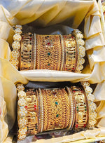 Rajsthani Flower Design Kundan Bangle kada Set For Wedding - Libasaa.com