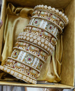 Indian Traditional Floral Kundan Work Bangle Chura Set - Libasaa.com