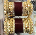 Rajsthani MeenakariElephant Design Bangle Chura Set For Wedding - Libasaa.com