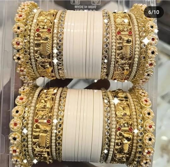 Rajsthani MeenakariElephant Design Bangle Chura Set For Wedding - Libasaa.com