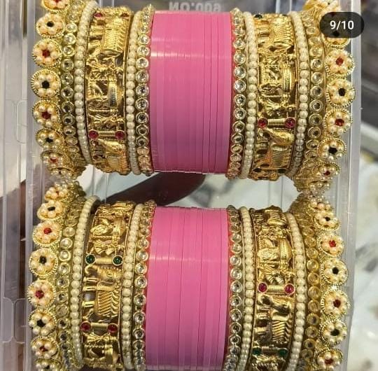 Rajsthani MeenakariElephant Design Bangle Chura Set For Wedding - Libasaa.com