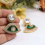 Kundan Polki & Meenakari Stud Earrings Set | Indian Jewellery | Premium Polki Meenakari AD (American Diamond) Earrings