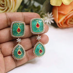 Gold-Plated Dangle Earrings Jewellery Set | Exquisite Indian Jewellery | Elegant Gold Polish Earring Set for Women