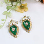 Stone Gold-Plated Earrings Jewellery Set | Teardrop Designer Earrings | Elegant Indian Jewellery for Women