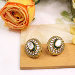 Gold-Plated Kundan Statement Stud Earrings | Ananya Pandey Bollywood Actress Inspired Indian Jewellery | Premium Kundan Jewellery Indian Earning Set