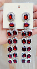 Royal Sapphire Look Long Dangler Earrings with Diamond Cut Stones | Silver Finish Party Wear Indian Jewellery Earrings Set