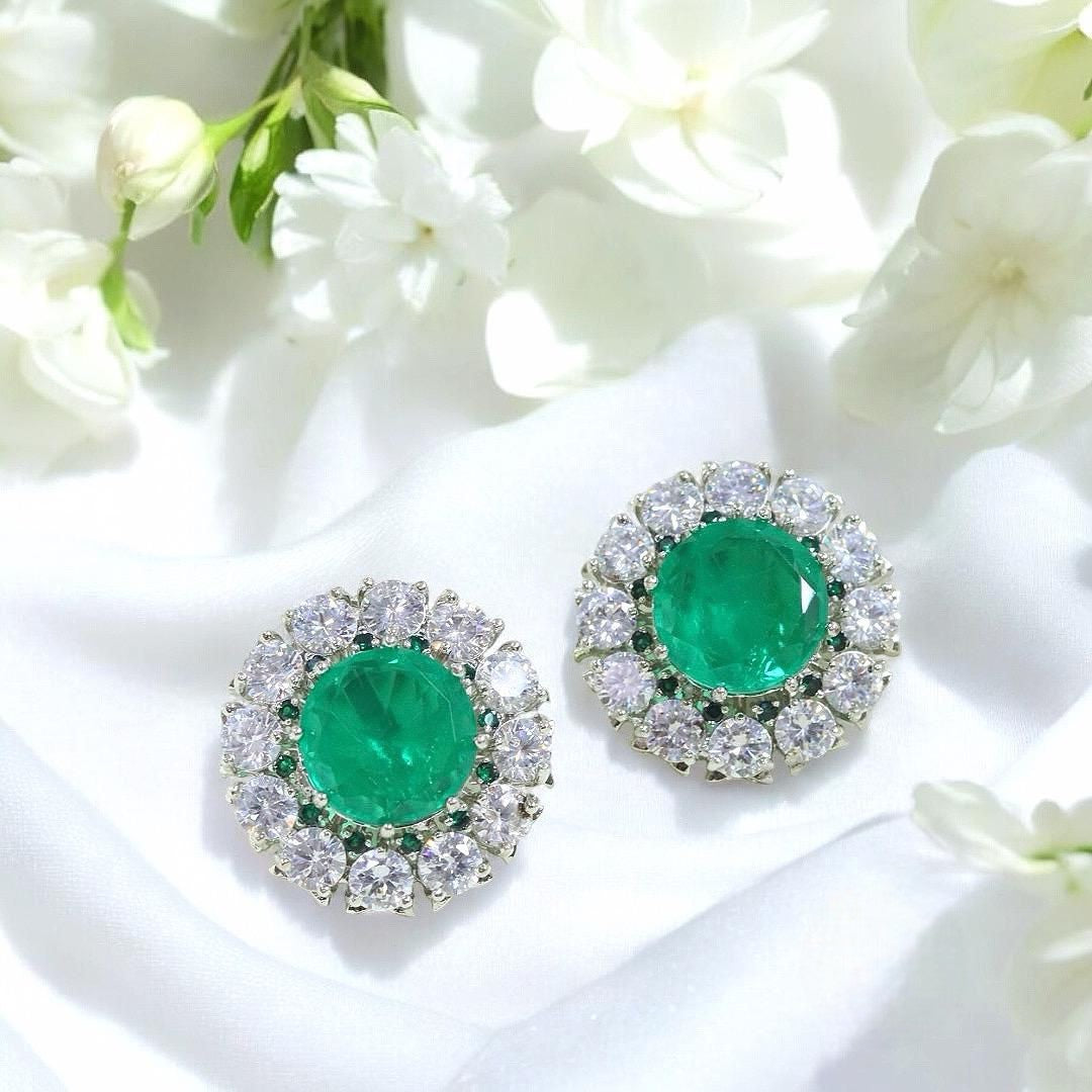 Royal Halo Crystal Floral Stud Earrings – Nita Ambani Inspired | Indian Jewellery Earrings Set