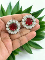 Royal Halo Crystal Floral Stud Earrings – Nita Ambani Inspired | Indian Jewellery Earrings Set