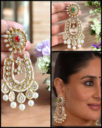 Kareena Kapoor Inspired Kundan Pearl Chandbali Earrings | Bollywood Bridal Statement Jewelry