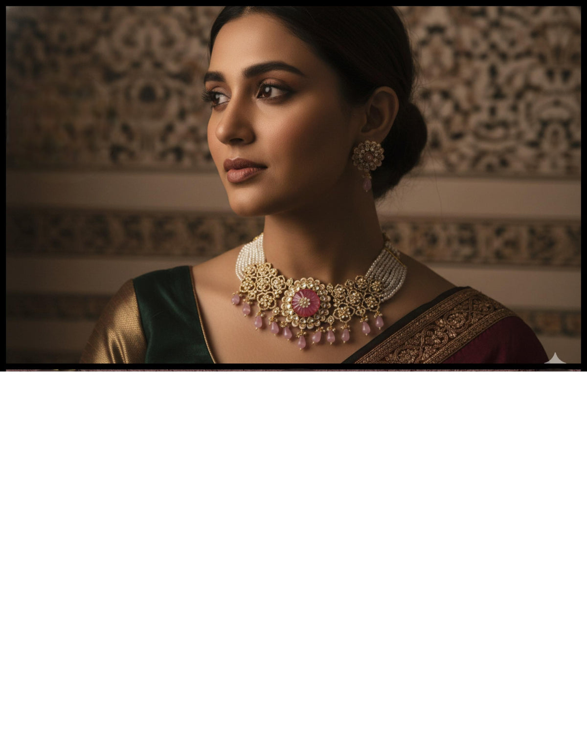 Pink Ruby & Pearl Choker Set | Traditional Kundan Necklace with Matching Studs Earnng Set