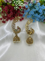 Mayura Jhumki Earcuff Earrings – Traditional Peacock-Inspired Statement Jewelry - Libasaa.com