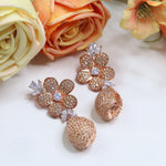 Rose Bloom AD Drop Earrings – Elegant Floral Sparkle - Libasaa.com