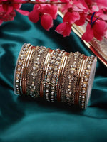 Indian Gold Bangles Set with Multicolor Bangles, Traditional Wedding Bridal Jewelry Collection for Women