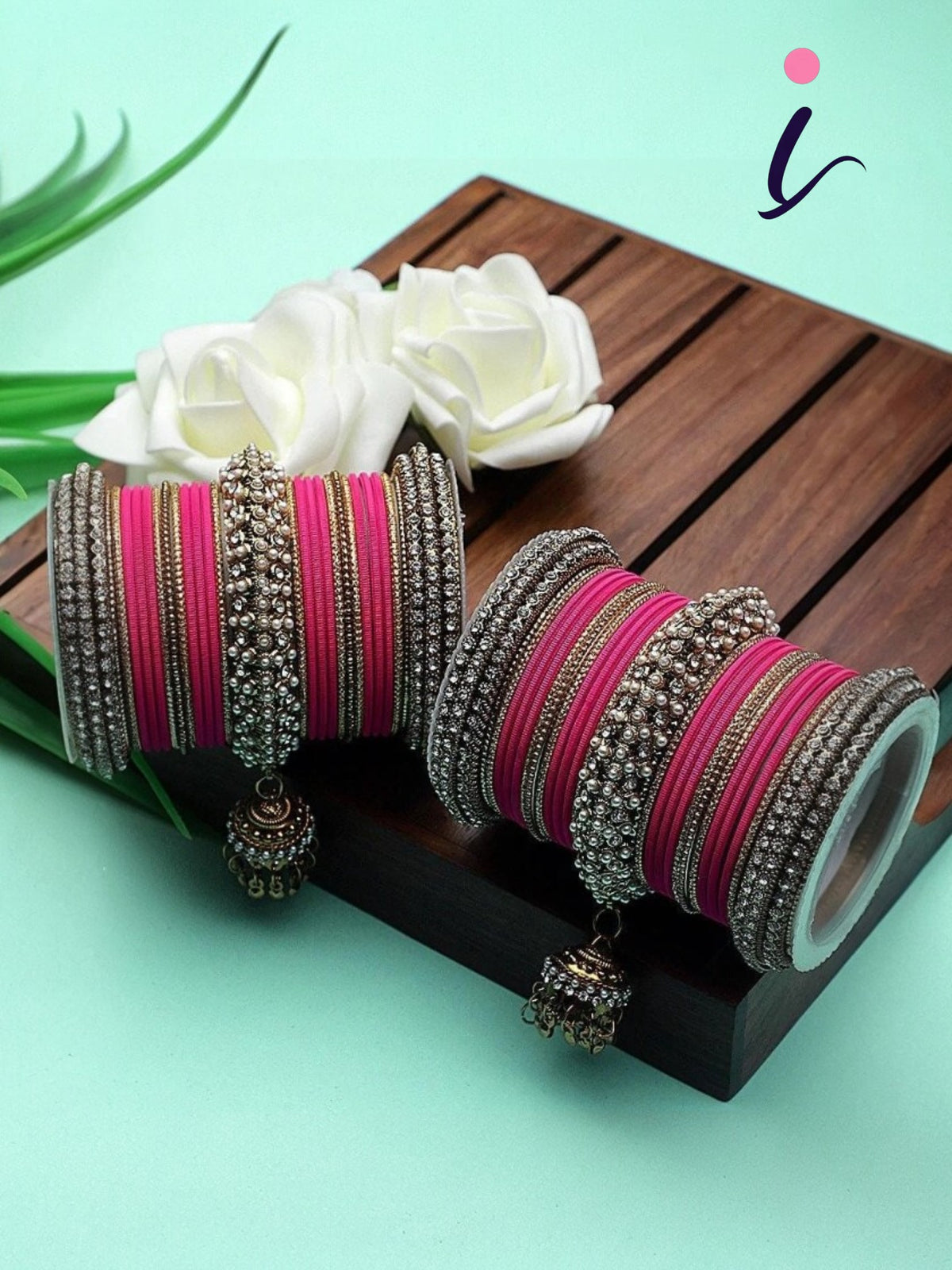 Indian Bollywood Bangles Jewelry Set, 5 Color Latkan Jhumki Bridal Bangles, Traditional Wedding Jewelry for Women