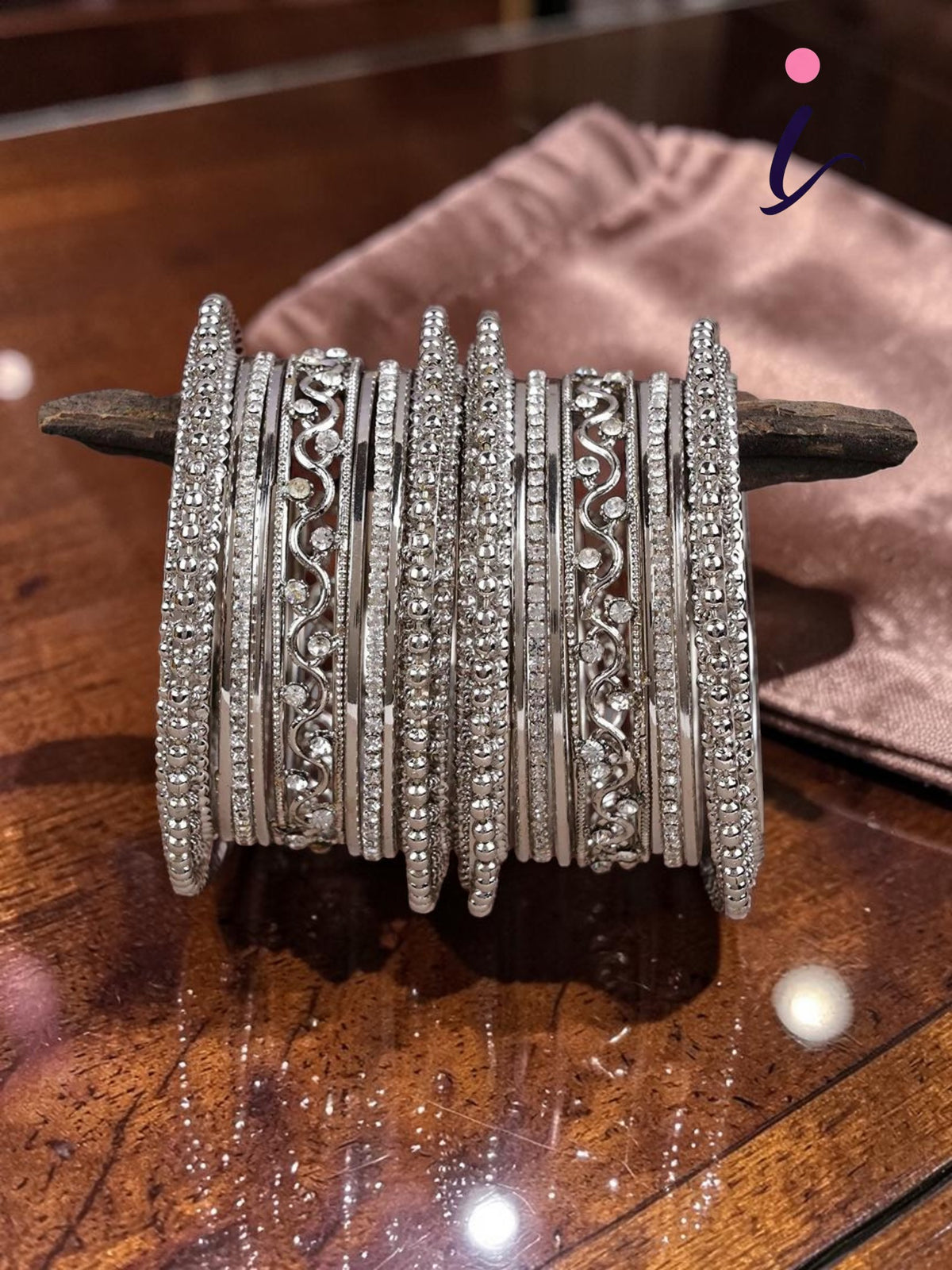 Silver & Golden Traditional Bangles Set, 18 antique silver golden plated bangles, Wedding bangles, Indian Jewelry