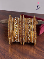 Silver & Golden Traditional Bangles Set, 18 antique silver golden plated bangles, Wedding bangles, Indian Jewelry