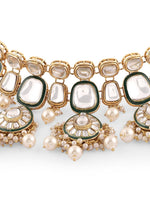 Gold-Plated Kundan Studded Jewellery Set - Libasaa.com