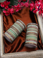Rich Texture Multicolor Bangle Set with Stone Work, Traditional Indian Bridal Bangles, Designer Ethnic Wedding Jewelry for Women