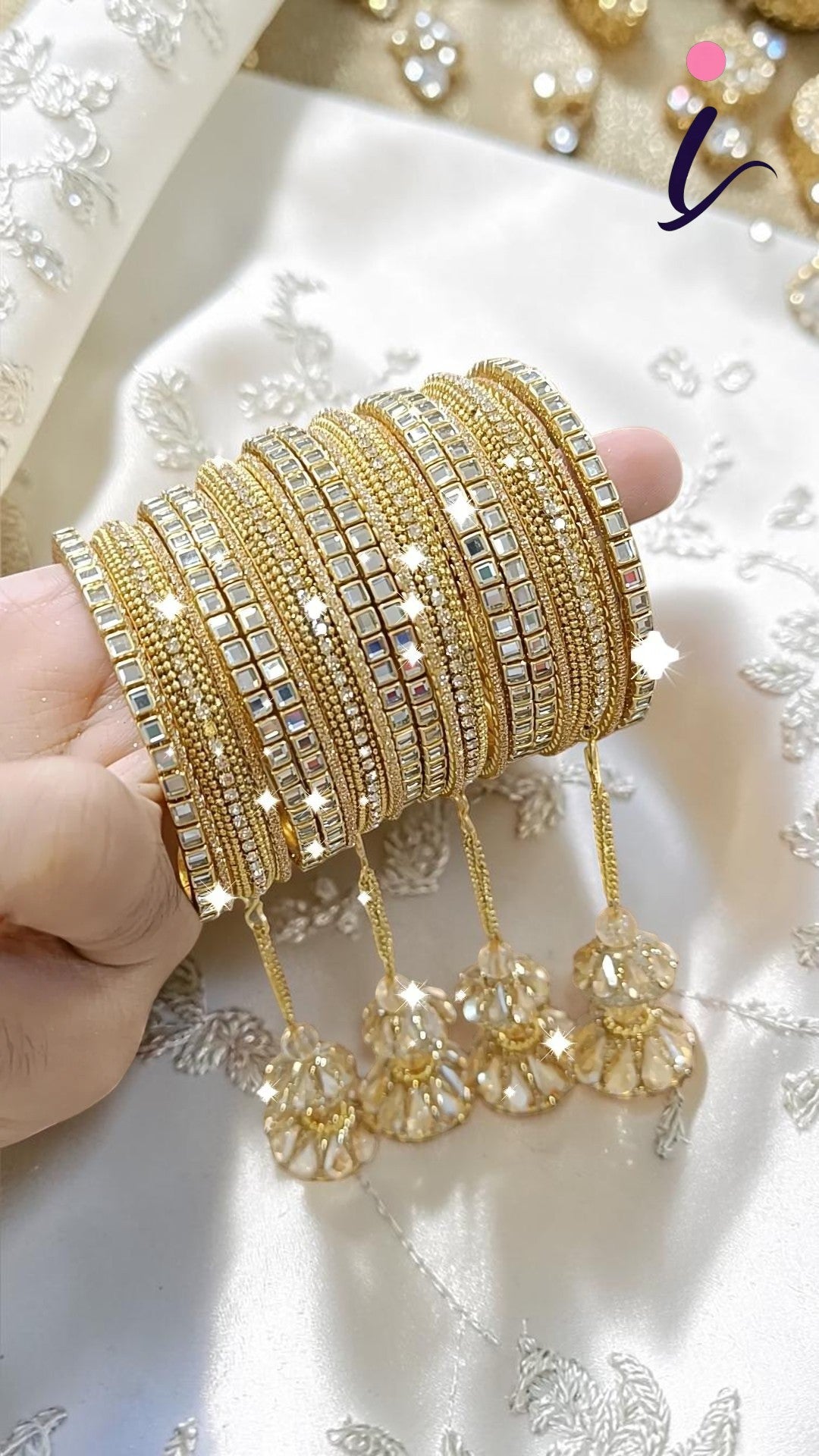 Pakistani Gold-Plated Bangles Pearl Jhumka Set Bridal Bangle