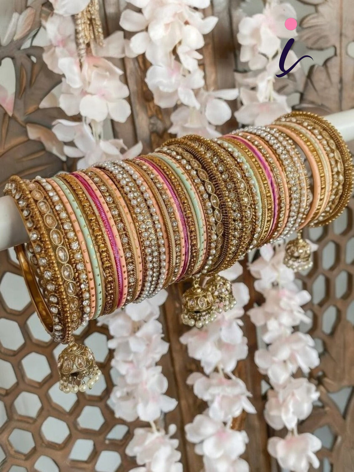 Multicolor Matte Bangles with Golden Work Tassel, Latkan Wedding Bangle Set, Traditional Indian Bridal Jewelry for Women