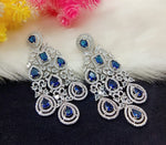 Indian Ethnic AD CZ Layered Silver Plated Earring Set For Wedding Indian Jewelry - Libasaa.com