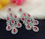 Indian Ethnic AD CZ Layered Silver Plated Earring Set For Wedding Indian Jewelry - Libasaa.com