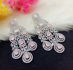 Indian Ethnic AD CZ Layered Silver Plated Earring Set For Wedding Indian Jewelry - Libasaa.com