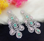 Indian Ethnic AD CZ Layered Silver Plated Earring Set For Wedding Indian Jewelry - Libasaa.com