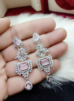 Silver Plated Floral Design CZ Indian Earring Set For Wedding - Libasaa.com