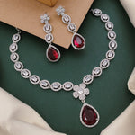 TearDrop American Diamond Kundan Necklace Earrings Set | Kundan Jewelry | Indian Jewelry | Pakistani Necklace Set | Traditional Jewelry | Polki Necklace - Libasaa.com