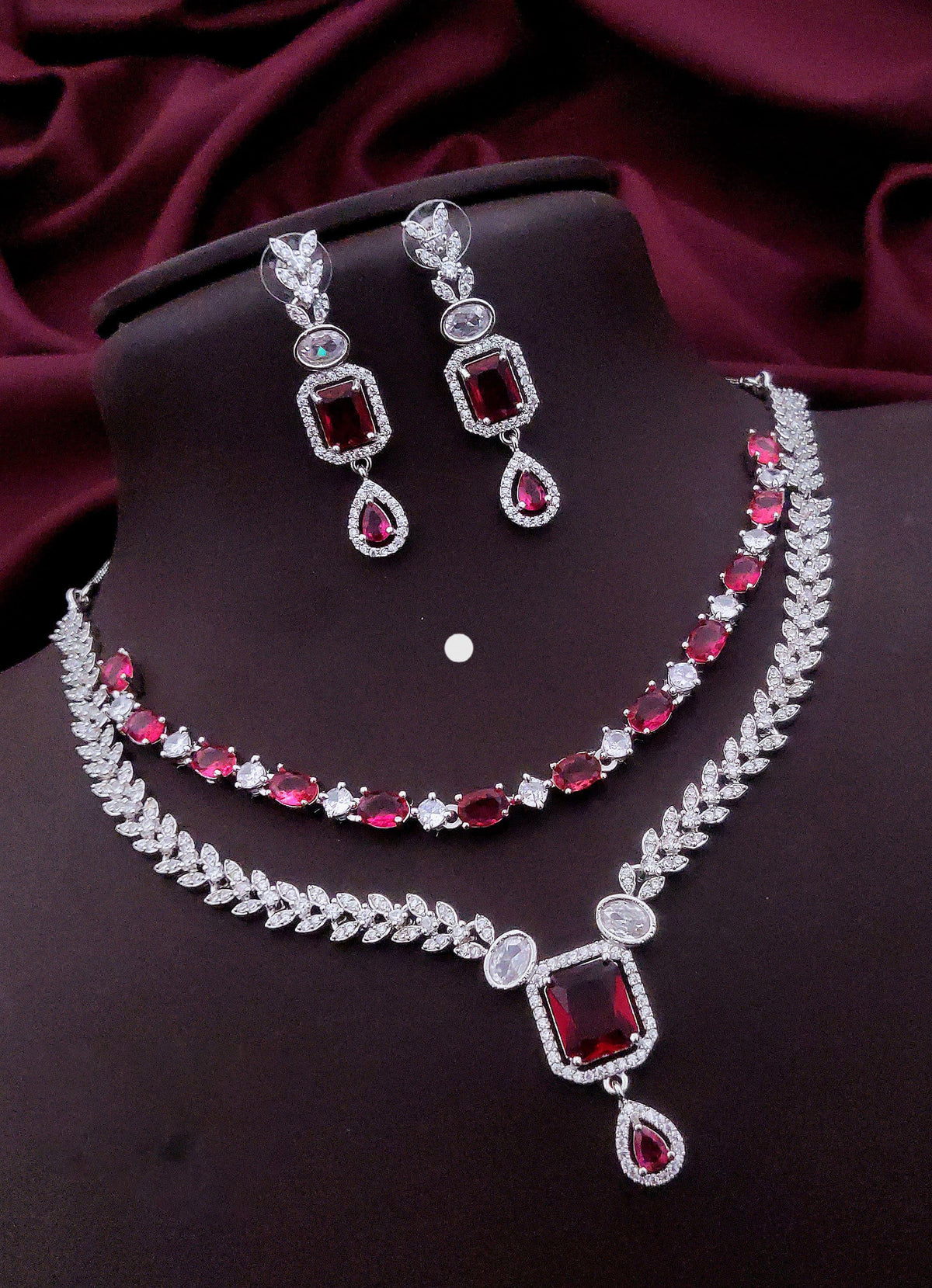 Layered CZ Indian Wedding Choker Earrings Set | Kundan Jewelry | Indian Jewelry | Pakistani Necklace Set | Traditional Jewelry | Polki Necklace - Libasaa.com