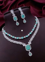 Layered CZ Indian Wedding Choker Earrings Set | Kundan Jewelry | Indian Jewelry | Pakistani Necklace Set | Traditional Jewelry | Polki Necklace - Libasaa.com