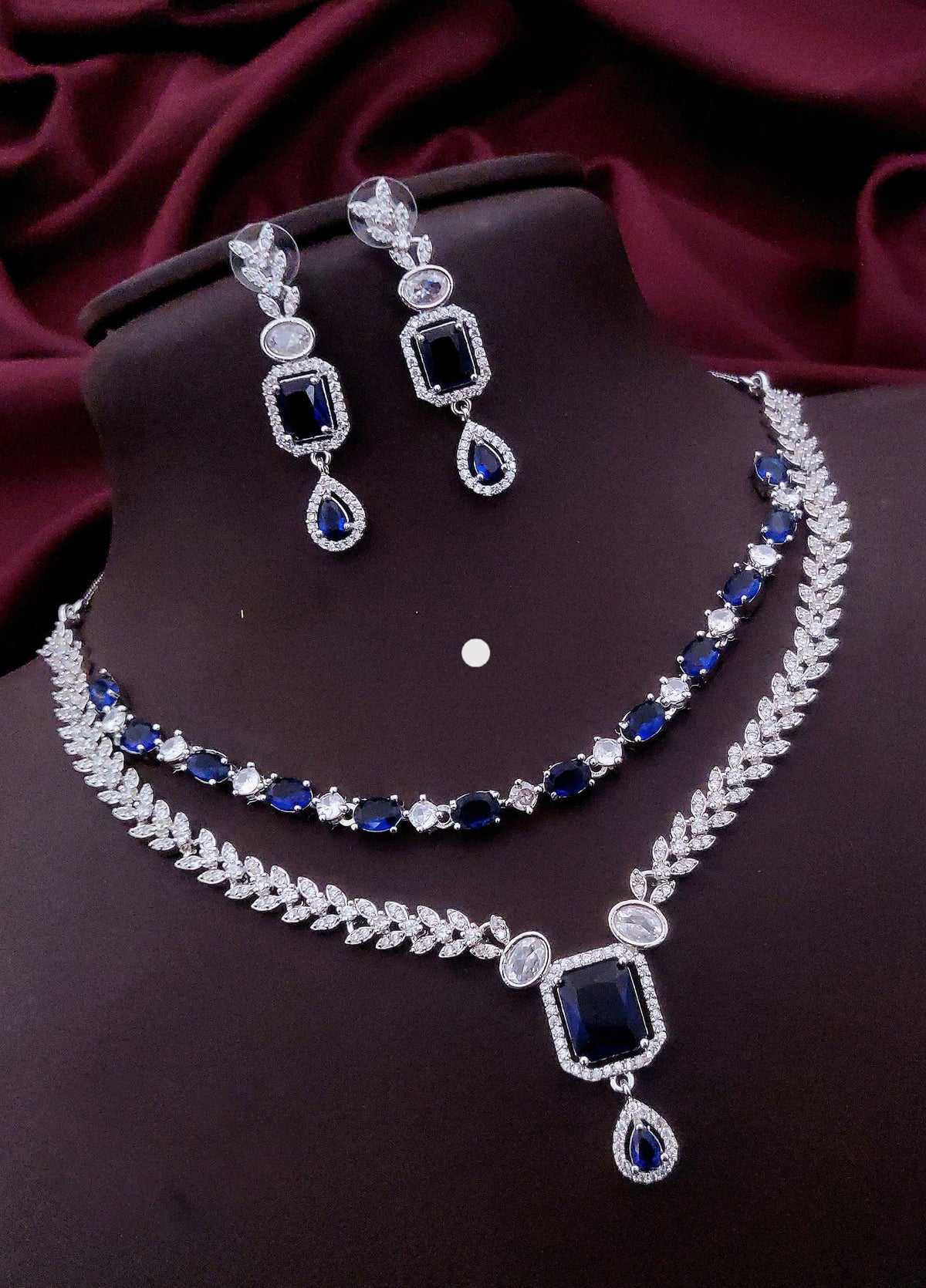 Layered CZ Indian Wedding Choker Earrings Set | Kundan Jewelry | Indian Jewelry | Pakistani Necklace Set | Traditional Jewelry | Polki Necklace - Libasaa.com