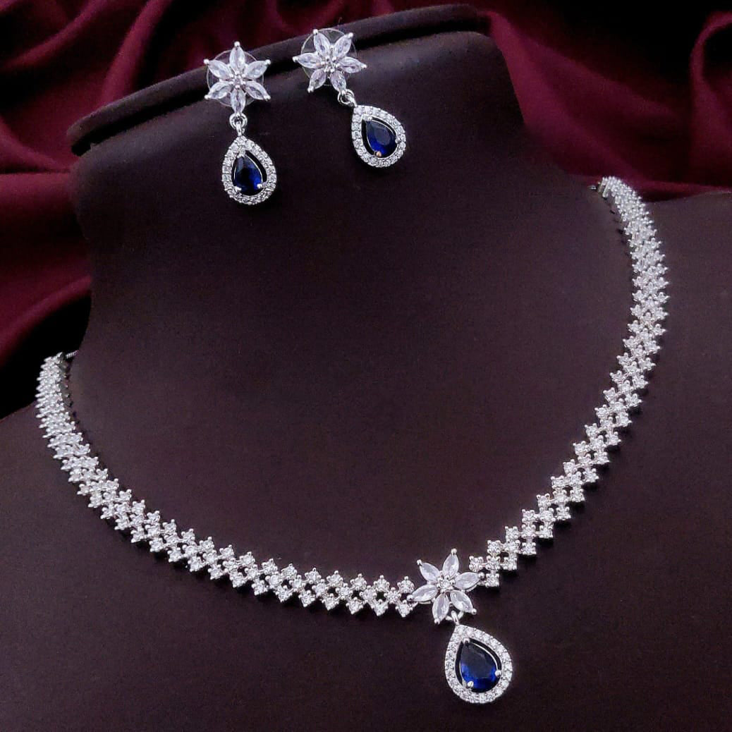 Pakistani Floral AD Kundan Choker Earrings Set | Kundan Jewelry | AD Jewelry | Pakistani Choker Set | Traditional Jewelry - Libasaa.com