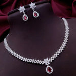 Pakistani Floral AD Kundan Choker Earrings Set | Kundan Jewelry | AD Jewelry | Pakistani Choker Set | Traditional Jewelry - Libasaa.com