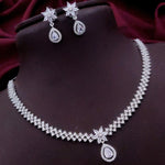 Pakistani Floral AD Kundan Choker Earrings Set | Kundan Jewelry | AD Jewelry | Pakistani Choker Set | Traditional Jewelry - Libasaa.com