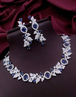 Indian Flower Design Kundan AD Choker Earrings Set | Kundan Jewelry | AD Jewelry | Pakistani Choker Set | Traditional Jewelry - Libasaa.com