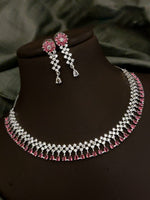 Traditional Floral Inspired AD Choker Earrings Set For Wedding | Kundan Jewelry | AD Jewelry | Indian Jewelry | Traditional Jewelry - Libasaa.com