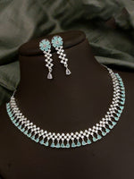 Traditional Floral Inspired AD Choker Earrings Set For Wedding | Kundan Jewelry | AD Jewelry | Indian Jewelry | Traditional Jewelry - Libasaa.com