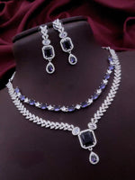 Pakistani Double Layer Cubiz Zirconia Choker Earrings Set | Kundan Jewelry | AD Jewelry | Pakistani Jewelry | Traditional Jewelry - Libasaa.com