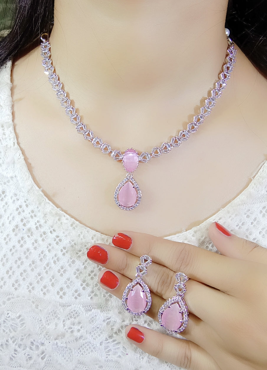 Bollywood Inspired Statement AD Necklace Earrings Set | Kundan Jewelry | AD Jewelry | Pakistani Jewelry | Traditional Jewelry - Libasaa.com